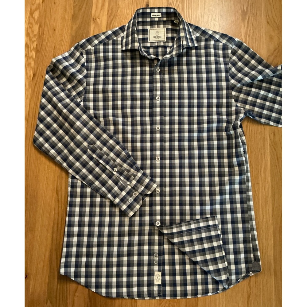 Todd Snyder Mélange Yarns Plaid Button Shirt • 100% Cotton • Blue Gray • Men's